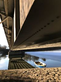 High angle view of bridge over water against sky