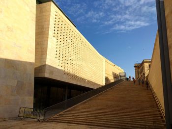 Low angle view of stairs in front of building