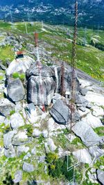 High angle view of river amidst rocks