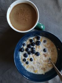 High angle view of breakfast