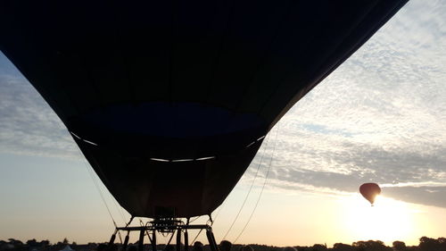 Low angle view of hot air balloon against sky