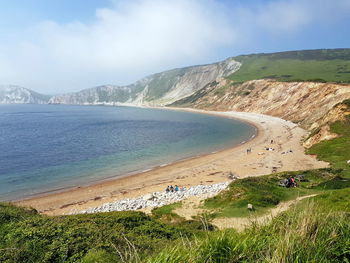 Scenic view of beach against sky