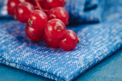 Close-up of strawberries on table