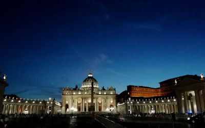 Buildings in town at night