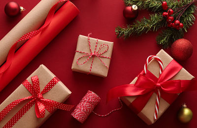 Christmas decorations on table