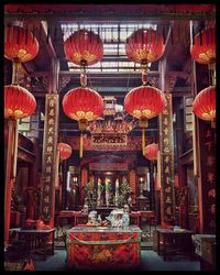 Close-up of red lanterns