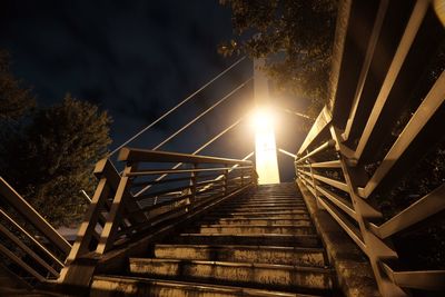 Low angle view of staircase at night