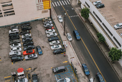 High angle view of traffic on city street