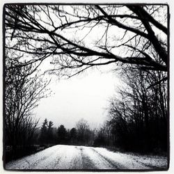 Road passing through snow covered landscape