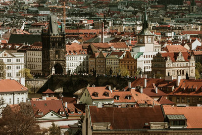 High angle shot of townscape