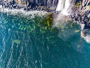 High angle view of waterfall