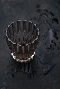 High angle view of water in glass container on table