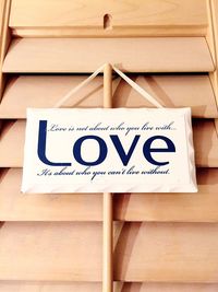 Close-up of text on the wall