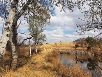 Scenic view of lake against sky