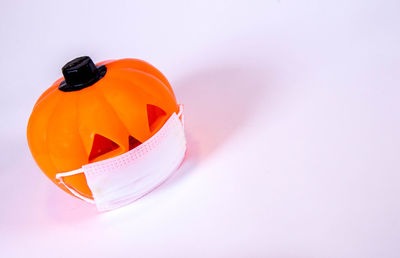 High angle view of drink against white background