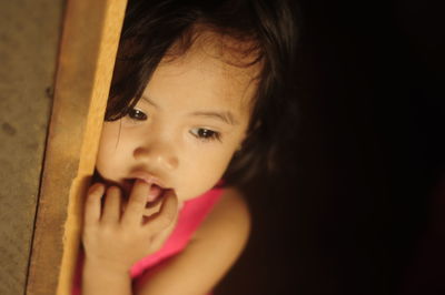 Close-up portrait of smiling girl