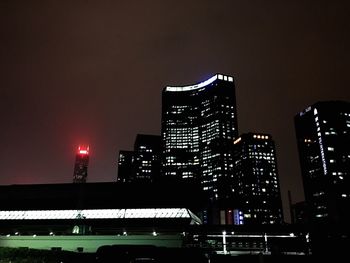 High angle view of illuminated city at night