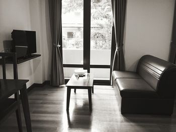 Empty chairs and table at home