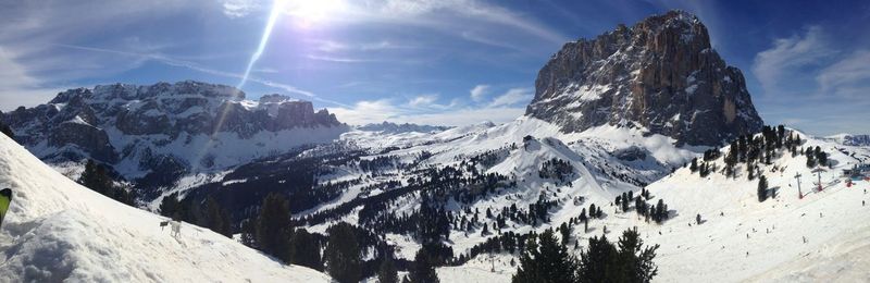 Scenic view of snow covered mountains