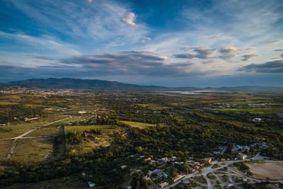 High angle view of landscape against sky