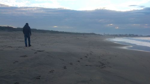 Rear view of man standing on beach