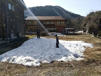 View of a building in snow