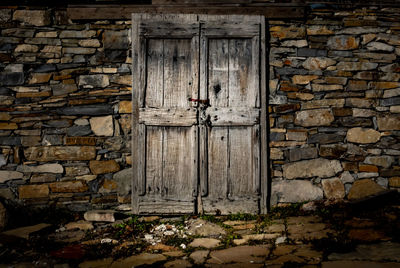 Closed door of old building