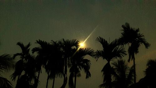 Silhouette palm trees against sky at sunset