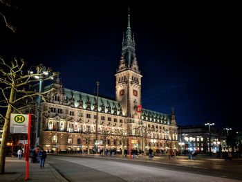 View of illuminated building at night