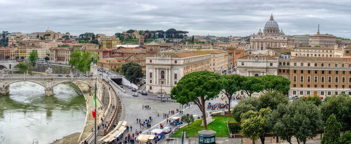 Aerial view of buildings in city