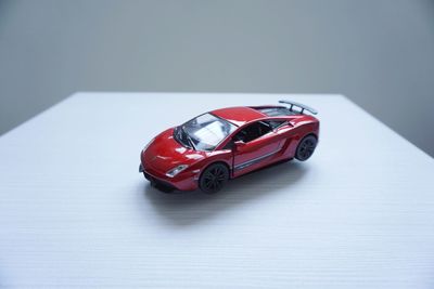 Close-up of toy car on table