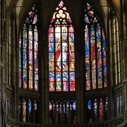 Low angle view of multi colored window in temple