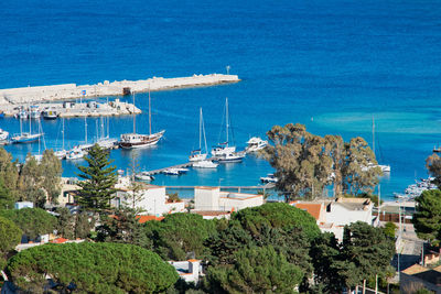 High angle view of marina