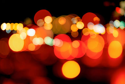 Defocused image of illuminated lights at night