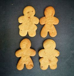 Close-up of cookies on white surface