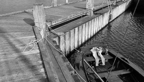 High angle view of abandoned pier over river