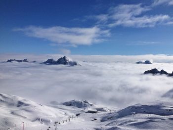 Scenic view of snowcapped mountains