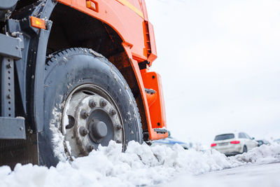 Car on snow covered land