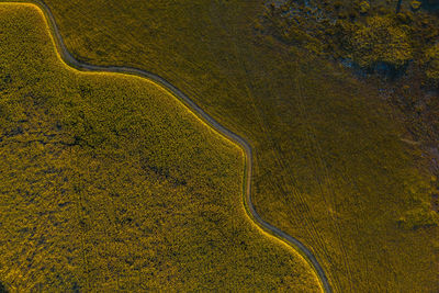 High angle view of road marking on land