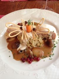 High angle view of meal served in plate