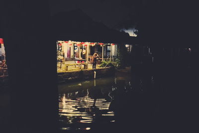 View of old town at night