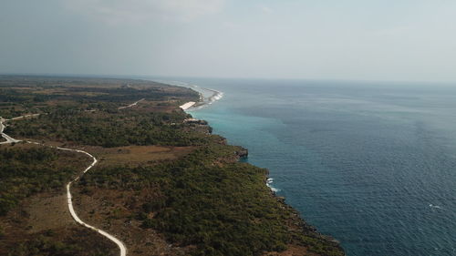 High angle view of sea against sky