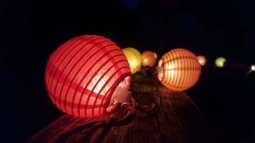 Low angle view of illuminated lanterns