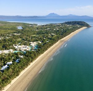 High angle view of beach against sky