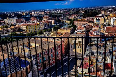 High angle view of cityscape against sky