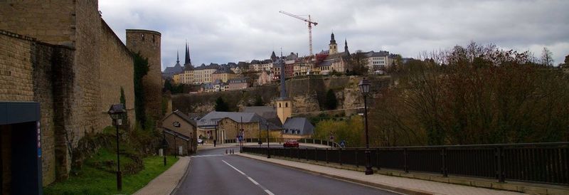 Road with buildings in background