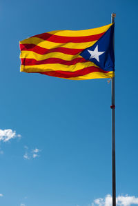 Estelada flag waving against blue sky