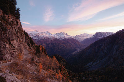 Sunset view from emosson dam, valais wallis, switzerland