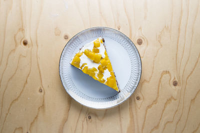 High angle view of breakfast on table