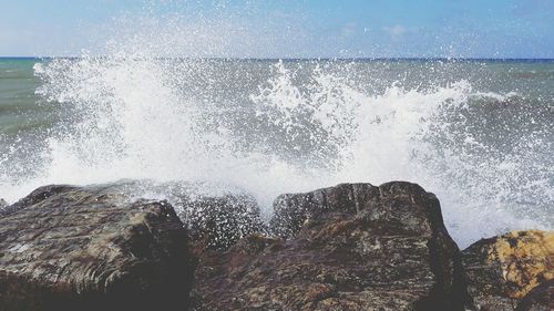 View of sea through rocks